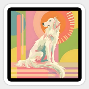 70s Borzoi Vibes: Pastel Pup Parade Sticker